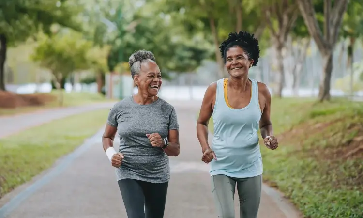 Two women exercise together to manage their heart disease in Sugar Land, TX